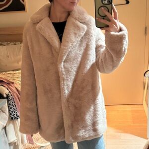Tahari light pink faux fur jacket